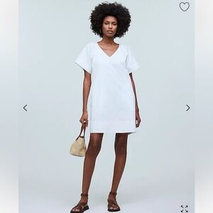 NWT Madewell classic white V-Neck Mini Shirtdress medium